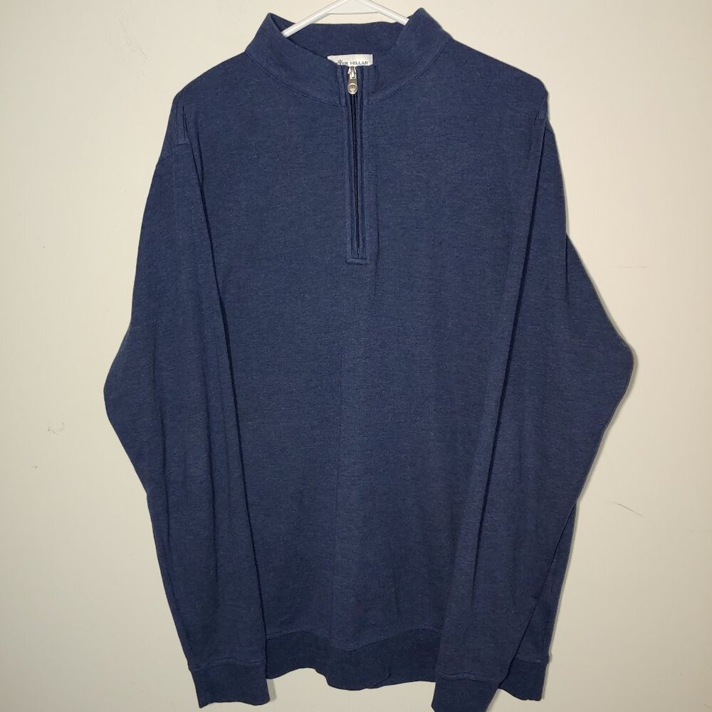 Peter Millar 1/4 Zip Up Pullover Crown Comfort Classic Fit MEOK40 Sz XL Blue